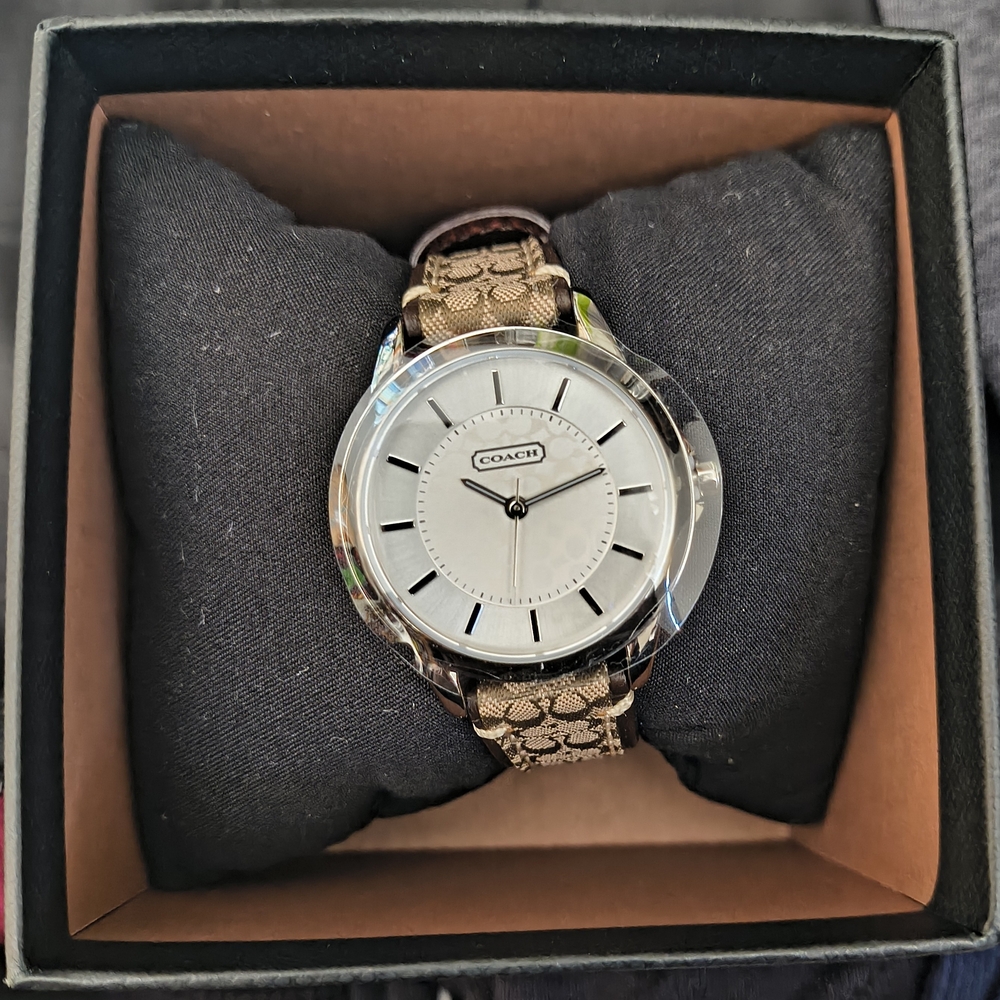 Coach Women's Brown and Silver Watch